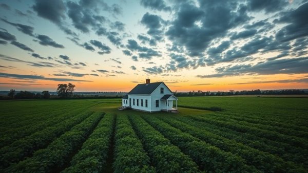 Restoration of Saltwater Farmhouse in lush field under cloudy sky