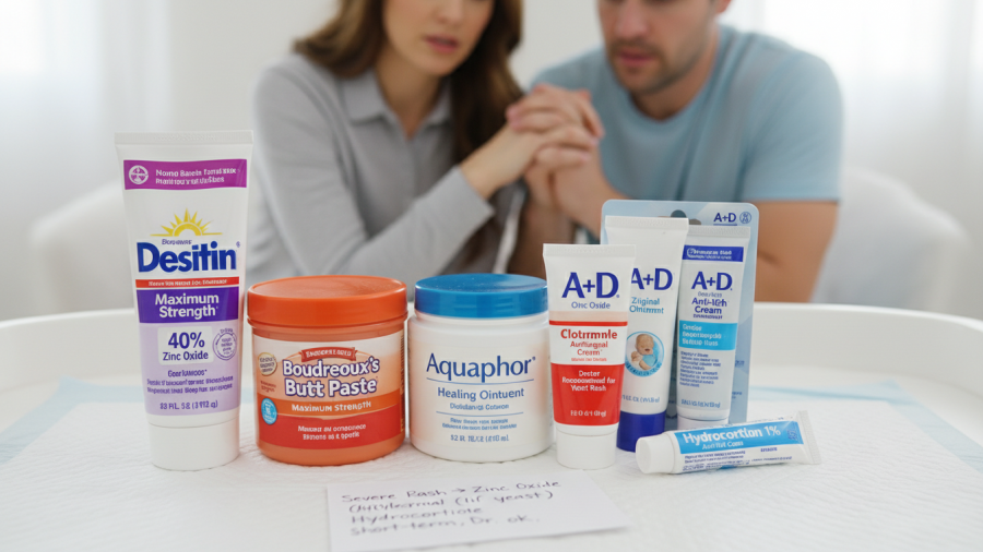 Concerned parents evaluate the best medicated rash cream for severe diaper rash.