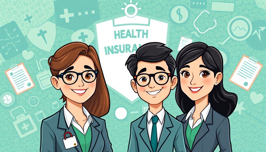Employers with healthcare insurance concept icons.