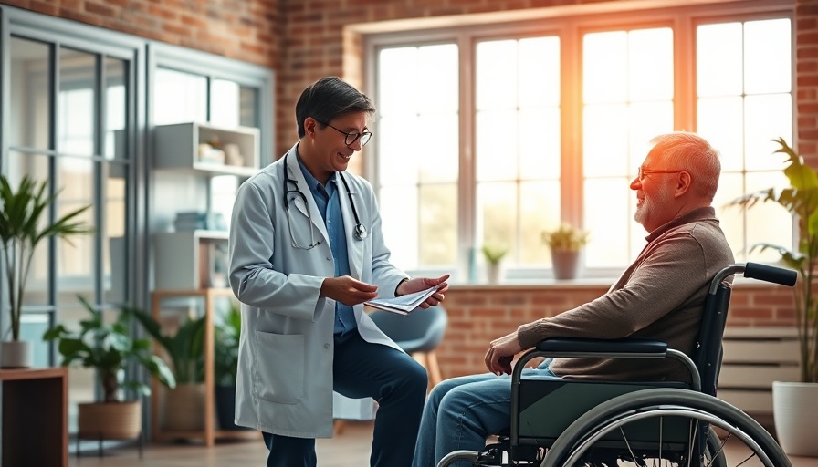 Man in wheelchair discussing healthcare with doctor, self-funded healthcare trends.