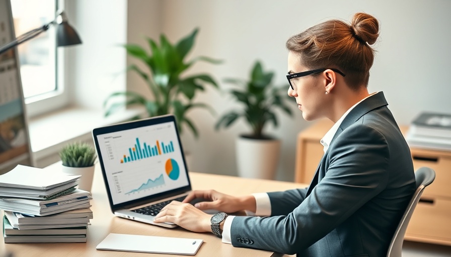 Professional reviewing data on laptop, custom networks for employers