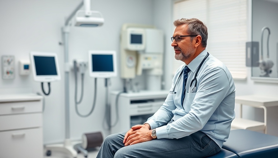 Man receiving preventive care in a doctor's office, communication.