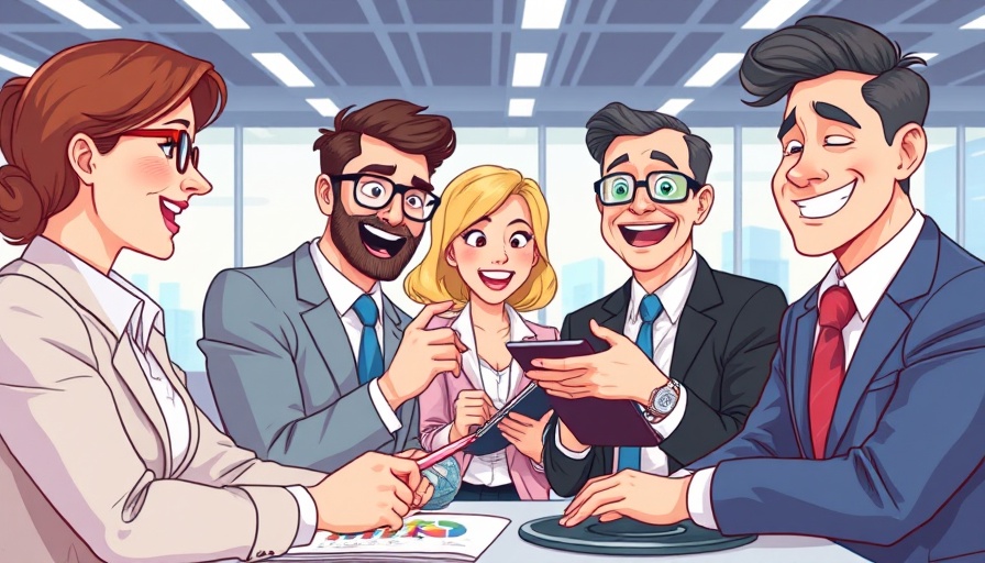 Illustration of professionals illustrating employee engagement with digital tools.