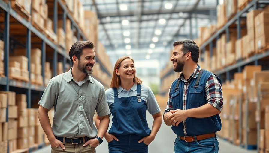 Deskless workers collaborating in a warehouse setting.