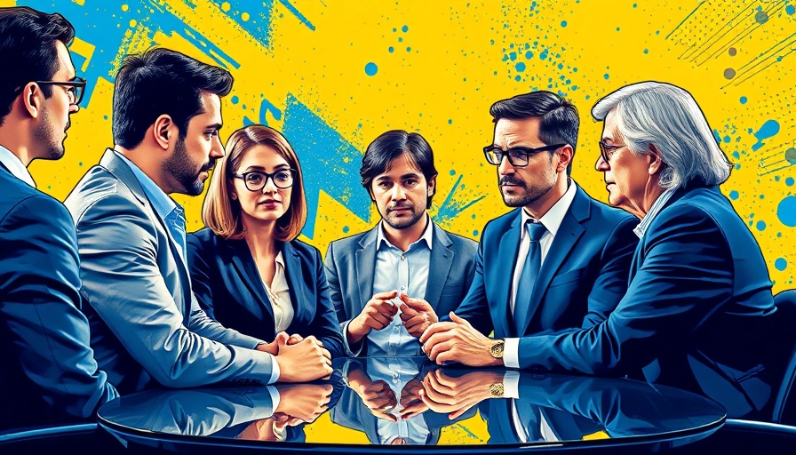 Group discussing in creative style pop art, 9-box talent review.