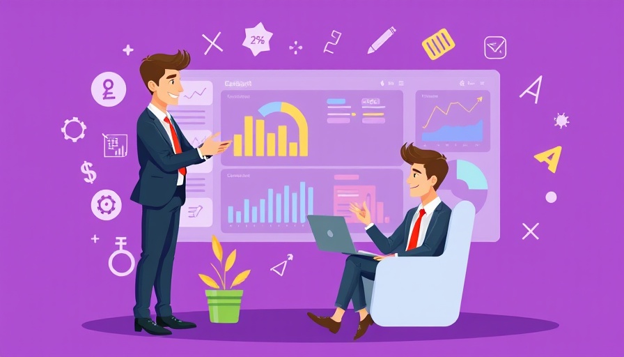 Business professionals using corporate giving platforms illustration.