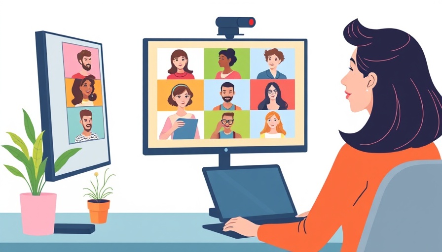 Video interview software illustration with virtual meeting.
