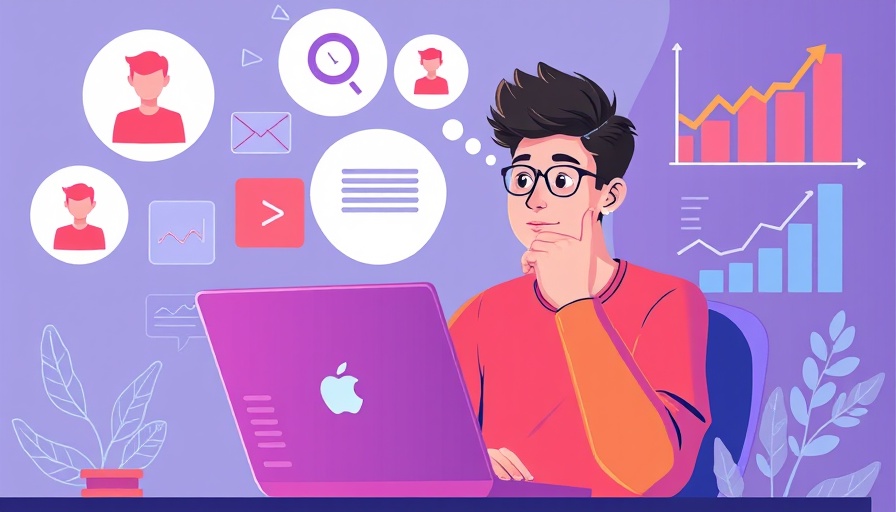 Young man exploring employee benefits on laptop, digital collage.