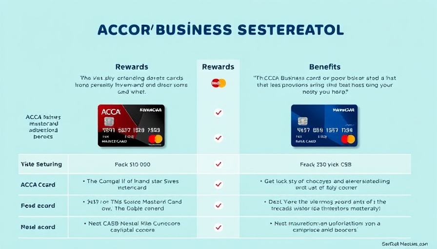 HVAC management card comparison graphic with rewards and details.