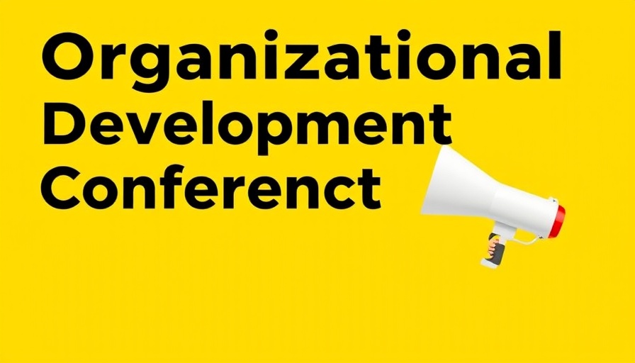 Minimalist graphic for Organizational Development Conferences on yellow background