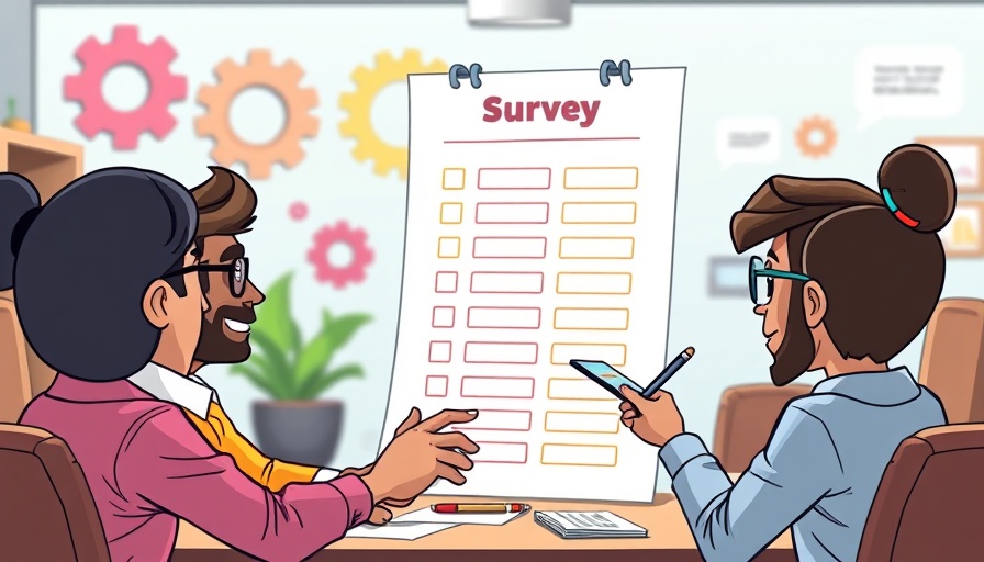 Employee Commitment Surveys illustration with cartoon employees in office.