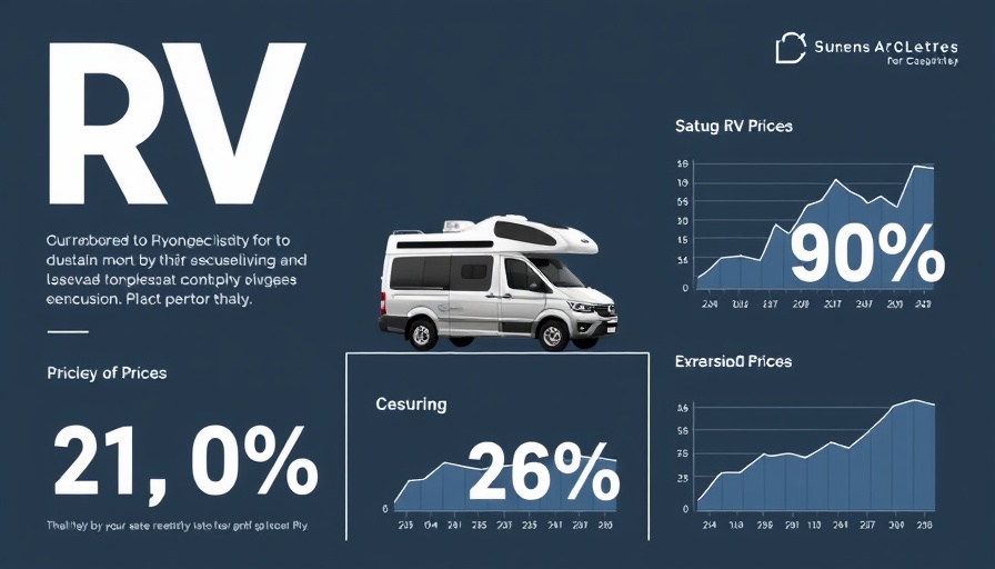 Infographic on RV pricing with statistics and graphs, RV image.