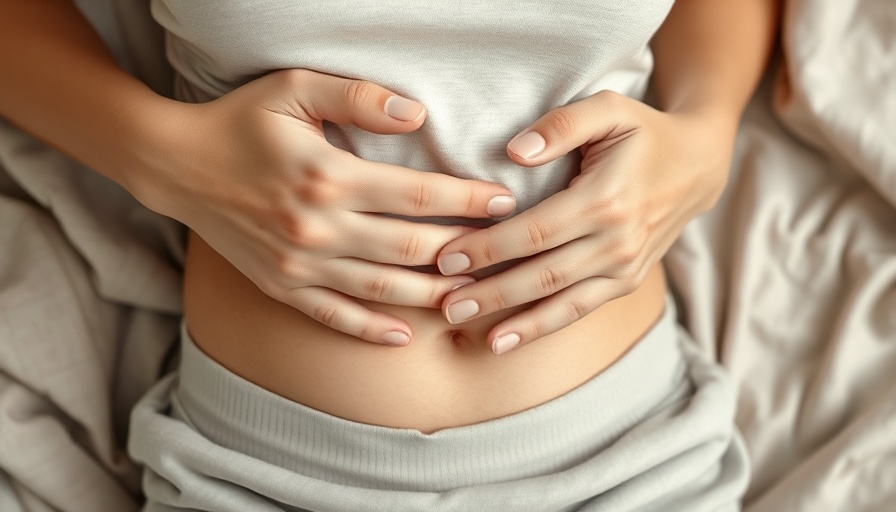 Hands gently holding abdomen, symbolizing managing IBS symptoms effectively.