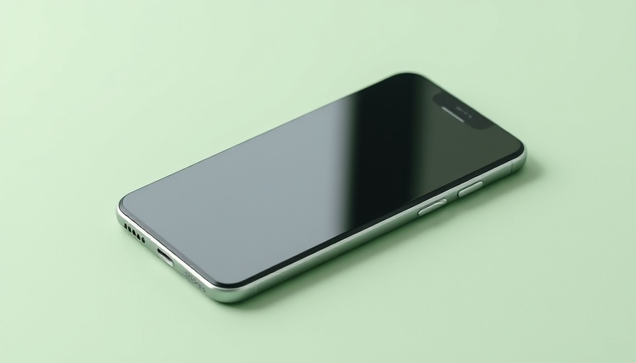 Sleek modern smartphone showcasing battery life on light green surface.