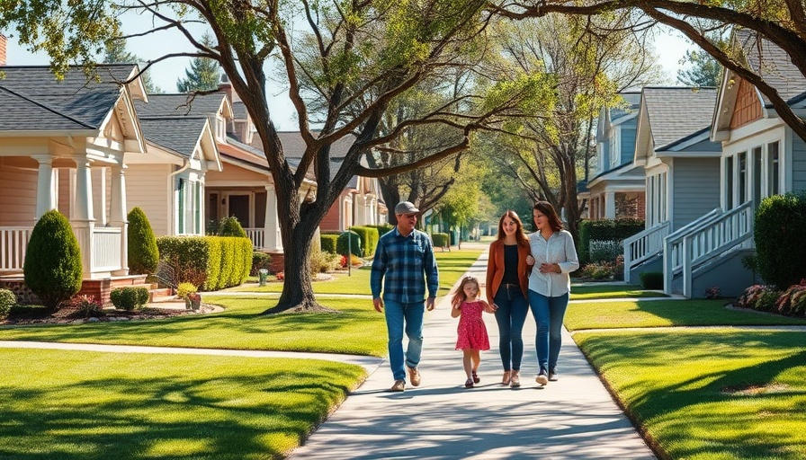 Families enjoying a walk in a single-family home neighborhood in Tucker GA