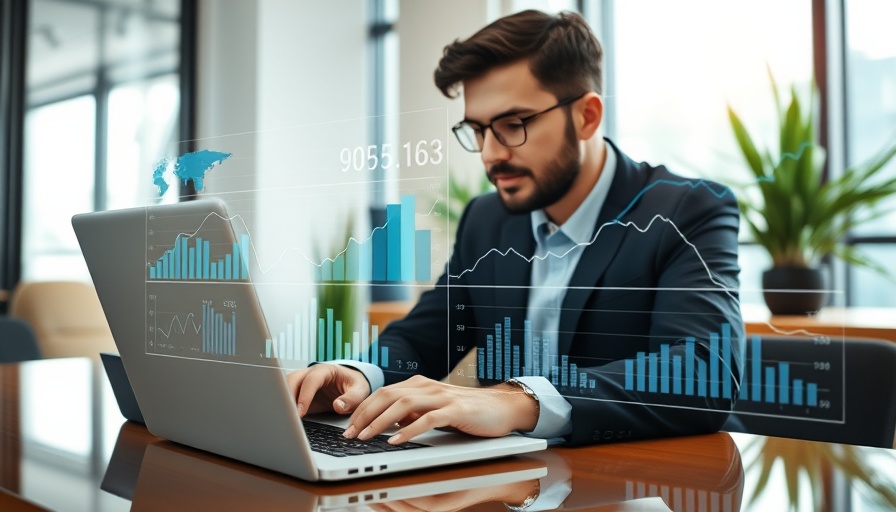 Digital analytics overlay on laptop for home improvement software.