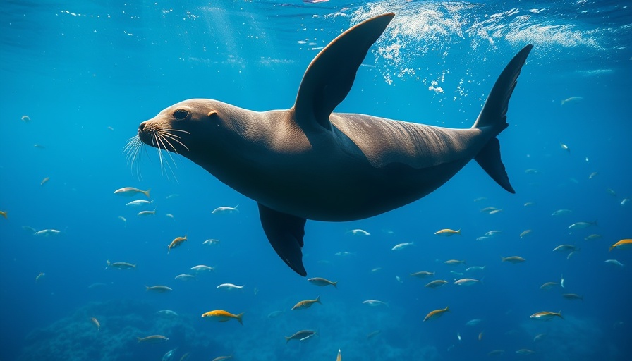 Cabo travel sea lion swimming in vibrant ocean.