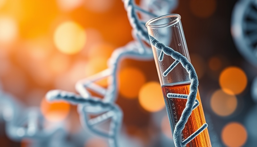 Futuristic DNA theme with stem cell tube.