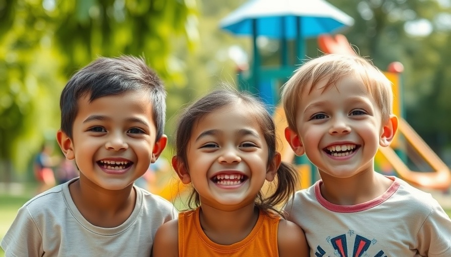 Joyful children at an Inspire Mexico event in a green park.
