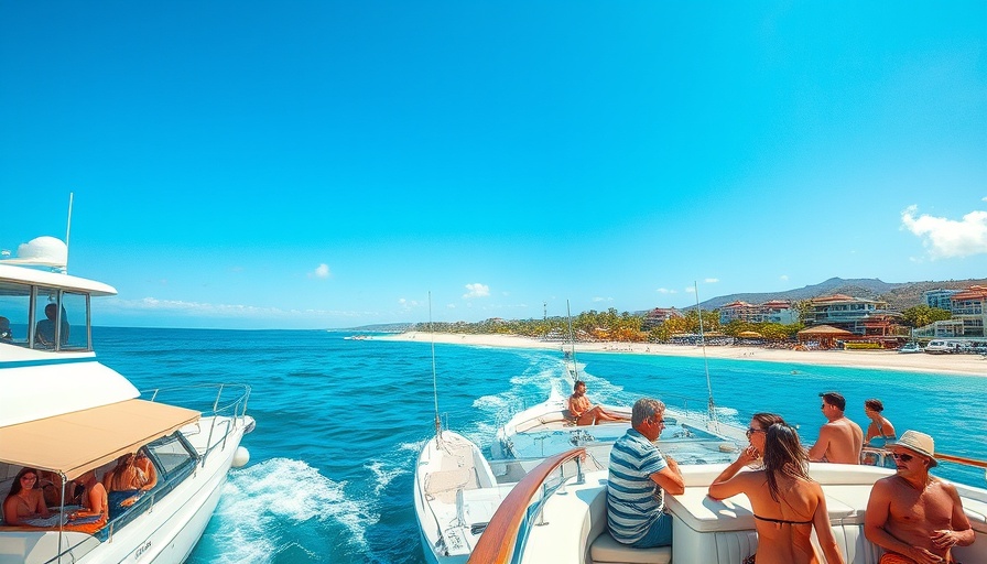 Yachts in Cabo San Lucas during a vibrant travel boat party.