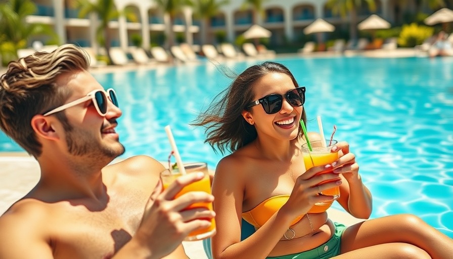 Couple enjoying vacation in Cabo San Lucas by the pool.