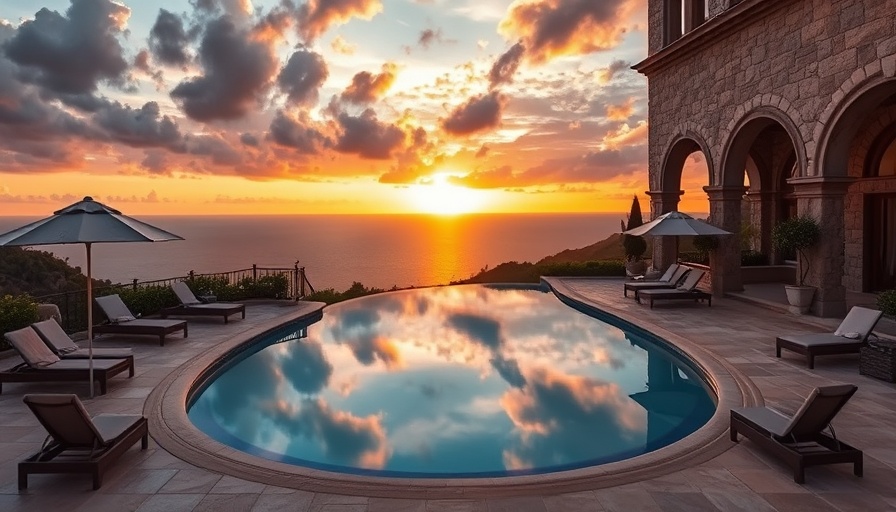 Luxurious villa patio with ocean view in Cabo San Lucas at sunset