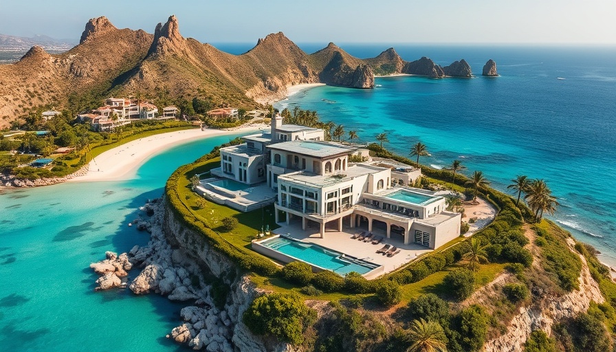 Luxury villas in Cabo San Lucas overlooking ocean.