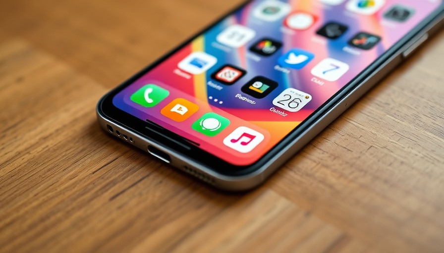 iOS 26 update features on an iPhone screen with vivid app icons.