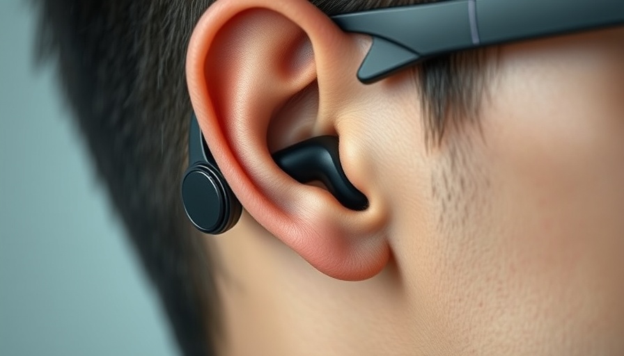 AI glasses for hearing loss with a futuristic hearing aid.