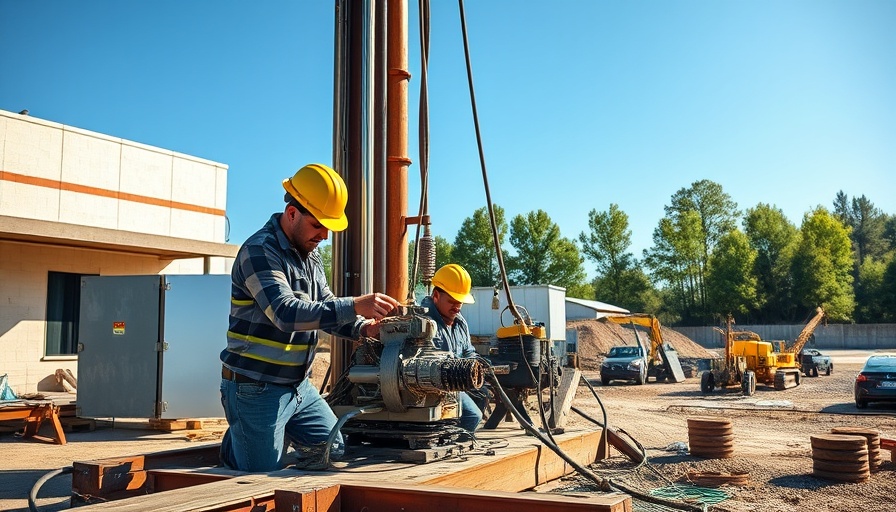 Workers tackling geothermal energy challenges at a drilling site.