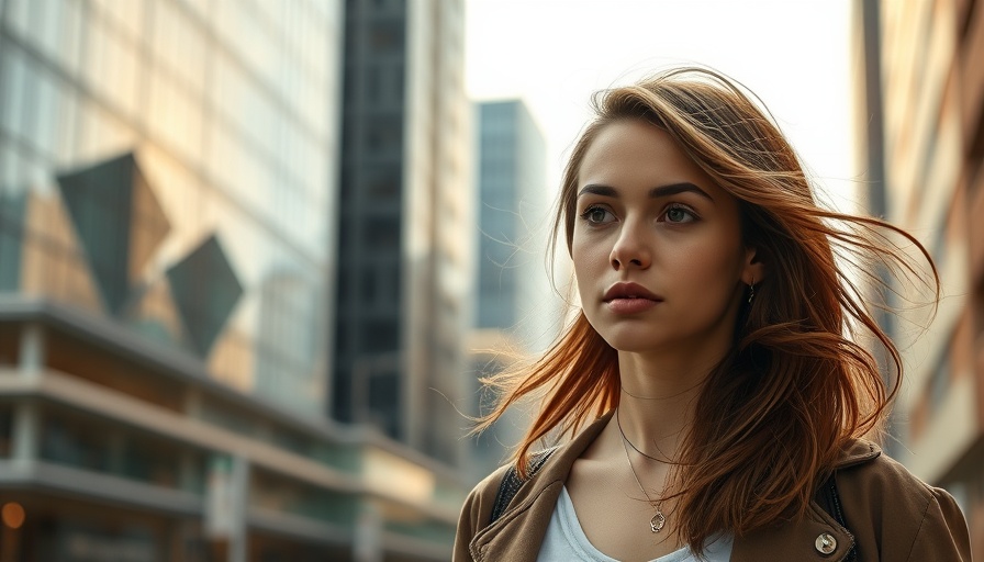 Thoughtful young woman in urban setting, symbolizing cognitive function improvement routine.