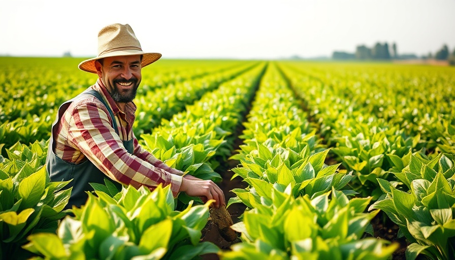 Farmer practicing regenerative farming in lush green field