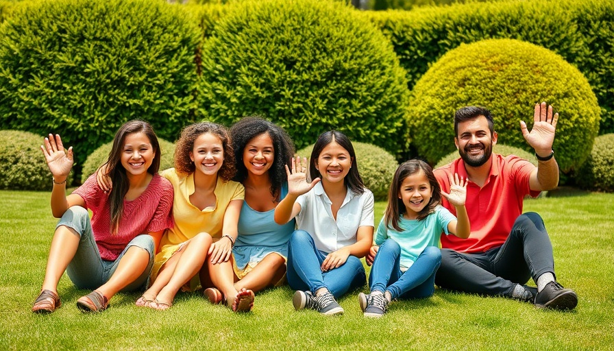 Happy family enjoying a sunny day on a well-kept lawn in Portage MI.
