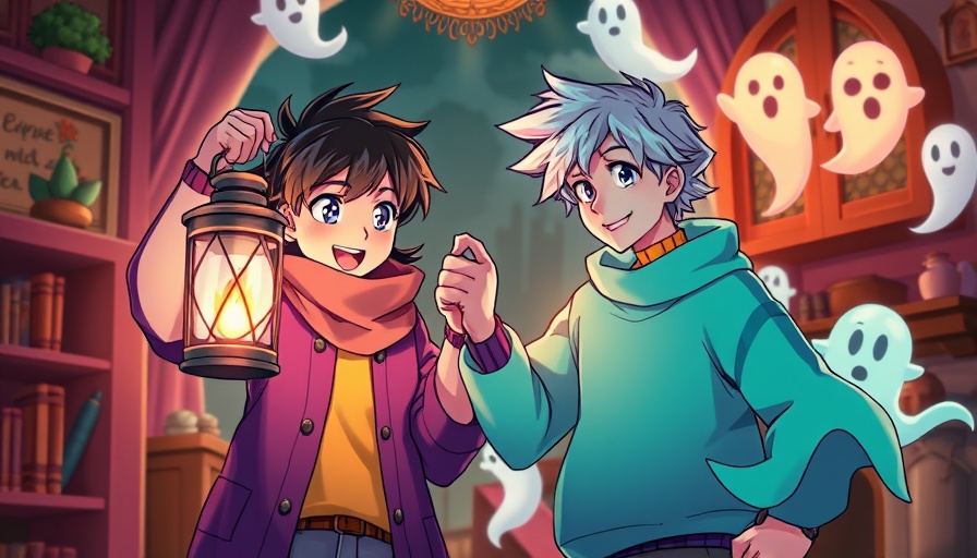 Ghost Business book cover illustration with two characters and a lantern.