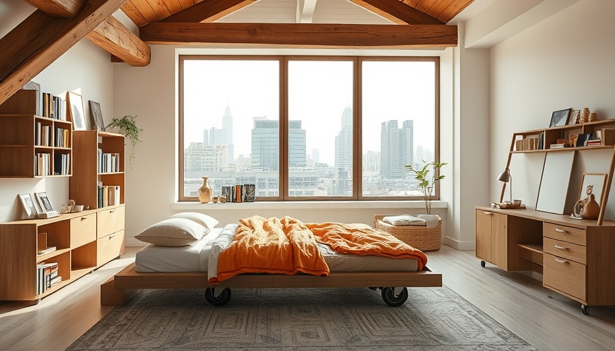 Cozy loft bedroom in La Traverse, Marseille, with unique bed on wheels.