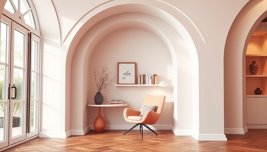 Chic interior featuring orange hues with arched design, ideal for architects.
