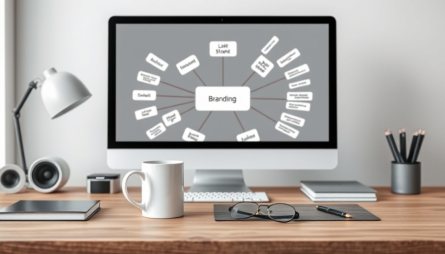 Modern office desk with branding mind map, emphasizing the importance of branding for small business.