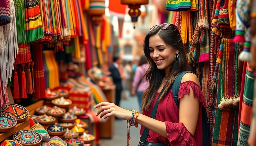 Young woman shopping in a vibrant Mexican market in Los Cabos.