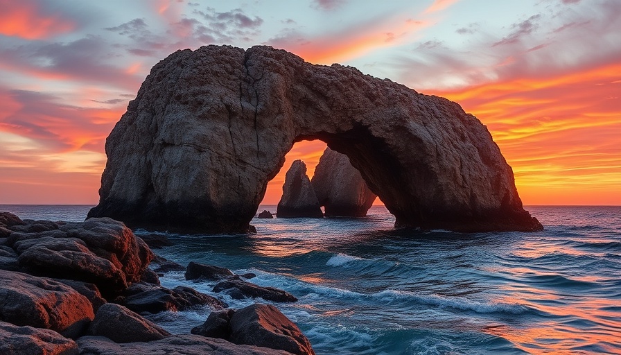 Majestic sunset view of El Arco rock formation on a Cabo cruise.