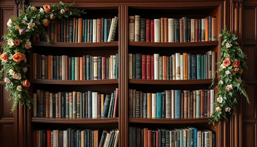 Bookshelf with diverse books, vintage blog post style