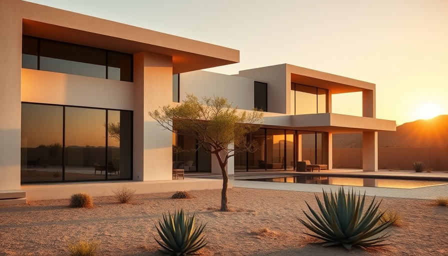Luxury villa in Cabo with artistic design and desert landscape.
