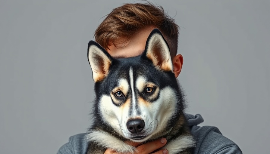 Young man holds husky, showcasing healing power of pets.