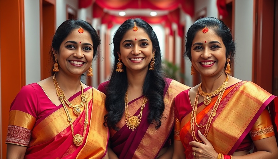 Women in traditional Indian sarees, displaying traditional accessories for Indian dresses.