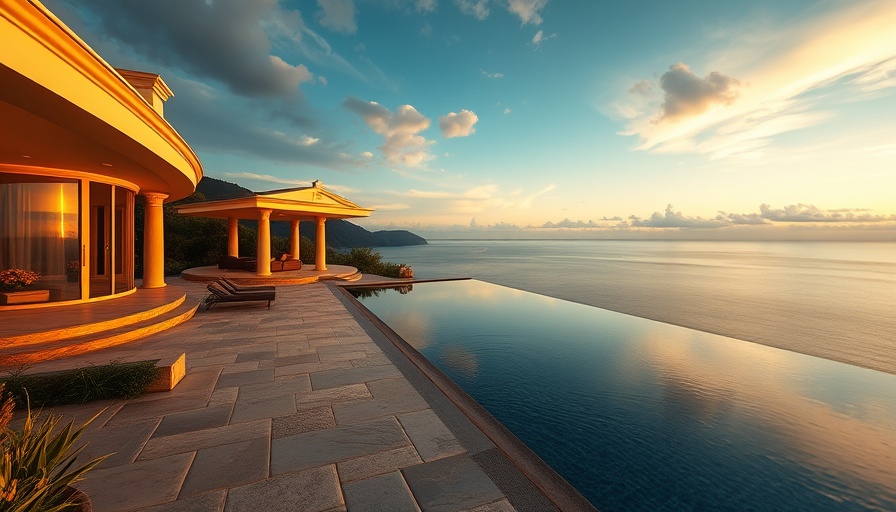 Luxurious oceanfront residence in Los Cabos with infinity pool at sunset.