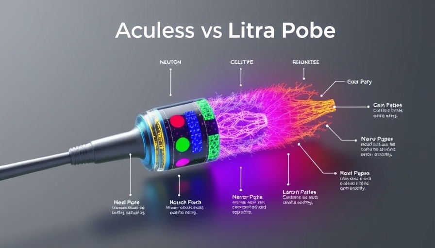 Illustration of Neuropixels Ultra Probes in neuroscience with cell activity.