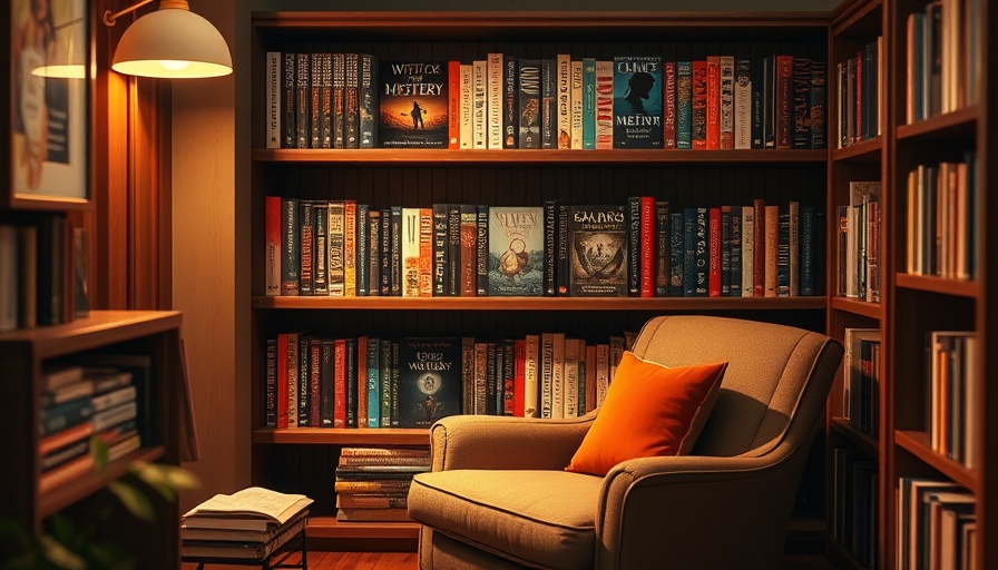 Cozy mystery series books in a reading nook.