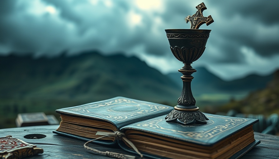 The Highlander's Enchanted Healer book cover with chalice and sword.