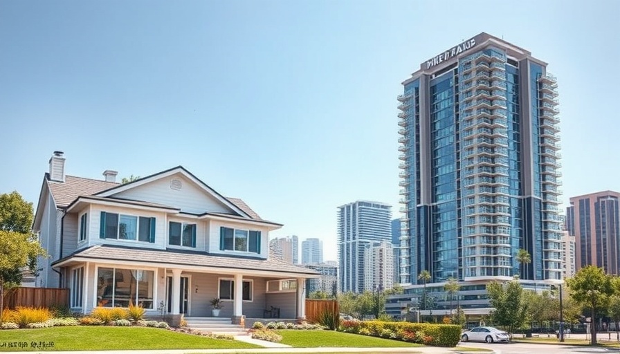 Modern house and high-rise showcasing Kelowna housing market diversity.