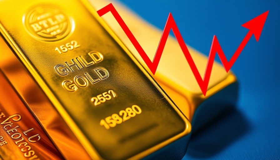 Gold bars and fluctuating market graph showing gold price rally.