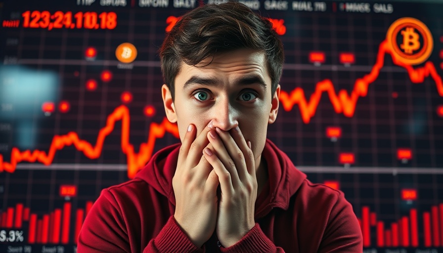 Lessons from crypto market collapse shown by alarmed man with percentages.